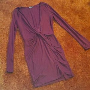 Maroon Purple V-Neck Dress